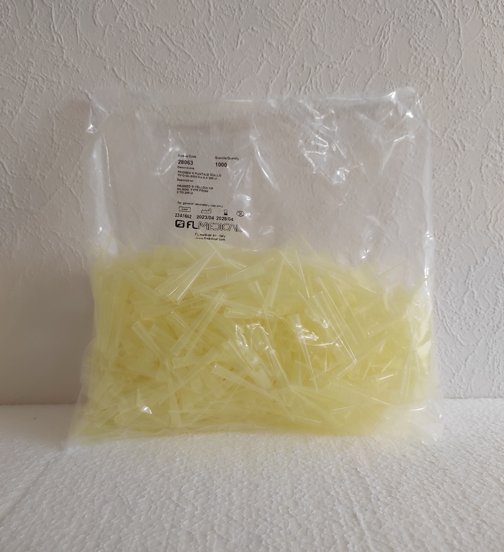 Наконечник, FL MEDICAL, тип Gilson, 200 мкл, 1000 шт/уп